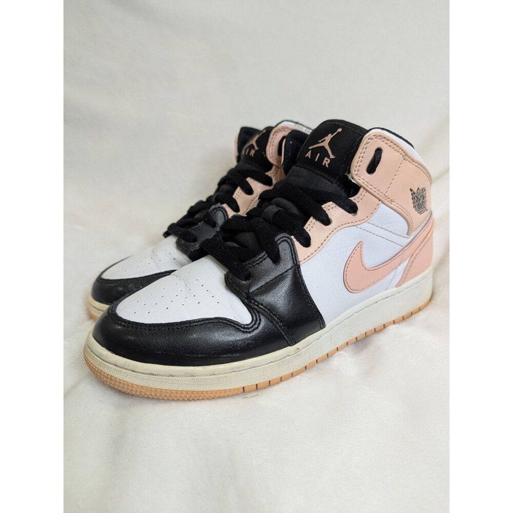 Nike Air Jordan 1 Mid Crimson Tint Arctic Orange Black 554725-133 Kids Size 6Y